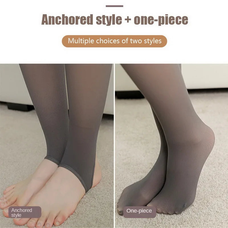 Winter Warm Fleece Tights Sexy Thermal Translucent Slim Stockings Elastic Velvet High Waist Pantyhose Thicken Female Stocks