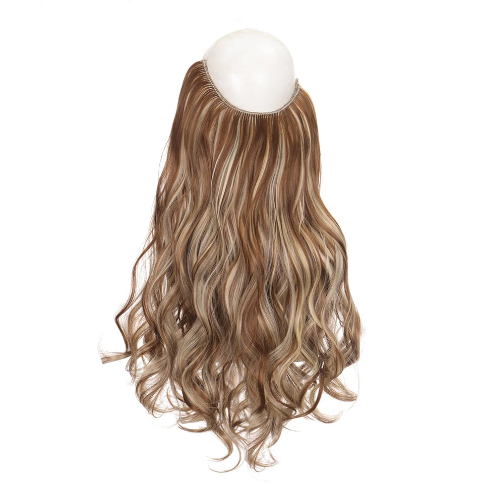 Invisible Wire Hair Extensions Synthetic Wavy Secret Hairpiece for Women 22 Inch Natural Soft Hair & Blends Well Extensions
