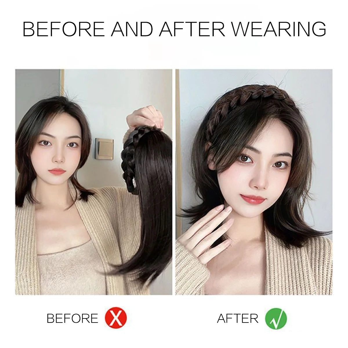 DUTRIEUX Micro-Volume Synthetic Reissue block Wig Replacement Block One-piece Wig Women's Twist Braided Fishbone Hairpiece