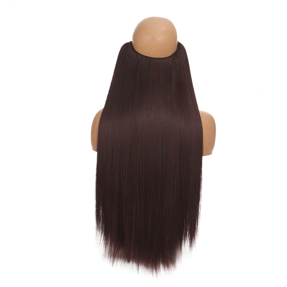 Invisible Wire Hair Extensions Synthetic Wavy Secret Hairpiece for Women 22 Inch Natural Soft Hair & Blends Well Extensions