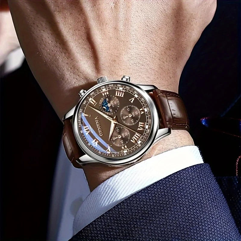 GENEVA High Quality Men's Luxury Belt Fashion Quartz Watch Men
