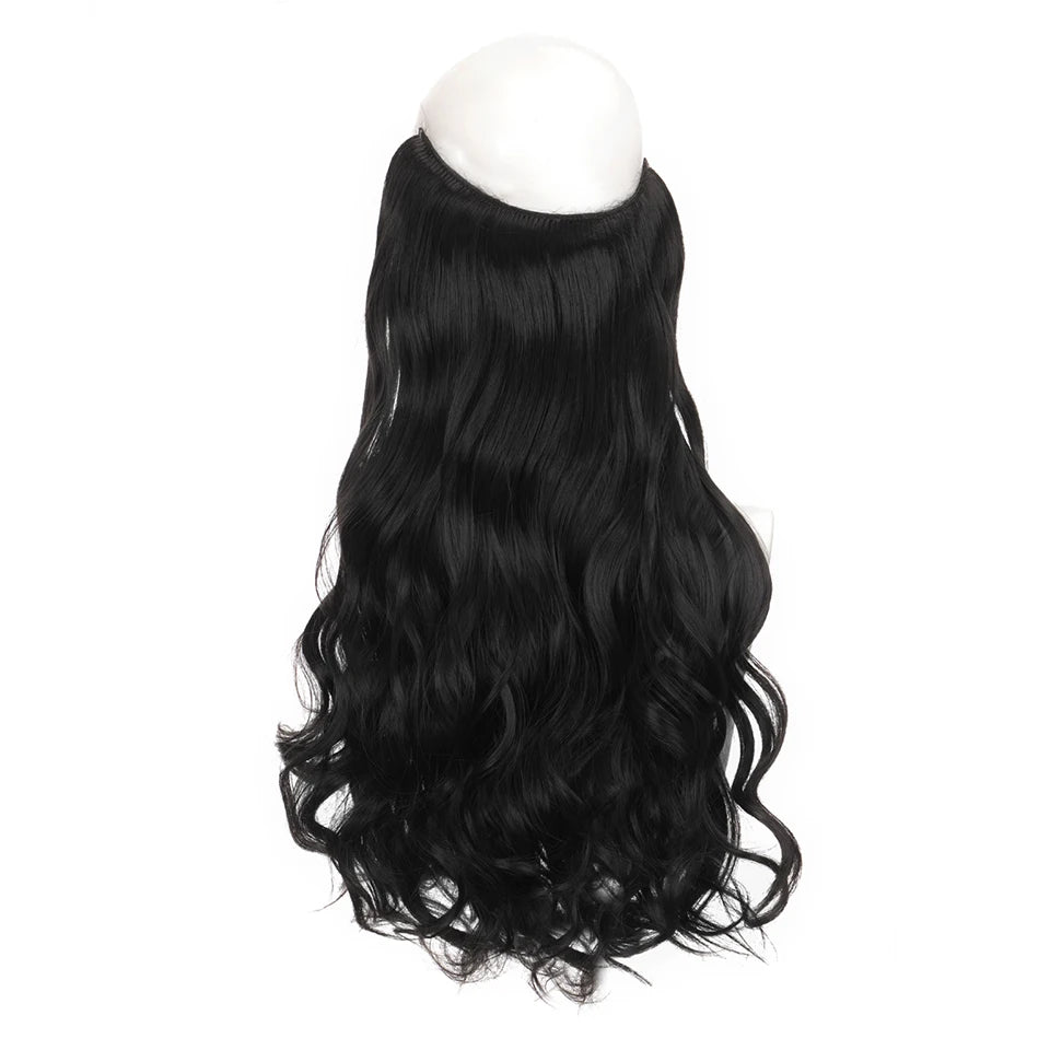 Invisible Wire Hair Extensions Synthetic Wavy Secret Hairpiece for Women 22 Inch Natural Soft Hair & Blends Well Extensions
