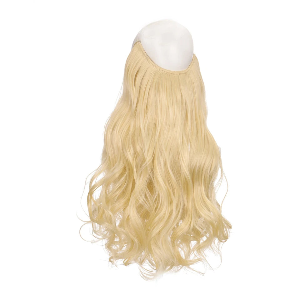Invisible Wire Hair Extensions Synthetic Wavy Secret Hairpiece for Women 22 Inch Natural Soft Hair & Blends Well Extensions