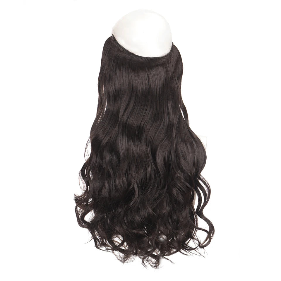 Invisible Wire Hair Extensions Synthetic Wavy Secret Hairpiece for Women 22 Inch Natural Soft Hair & Blends Well Extensions