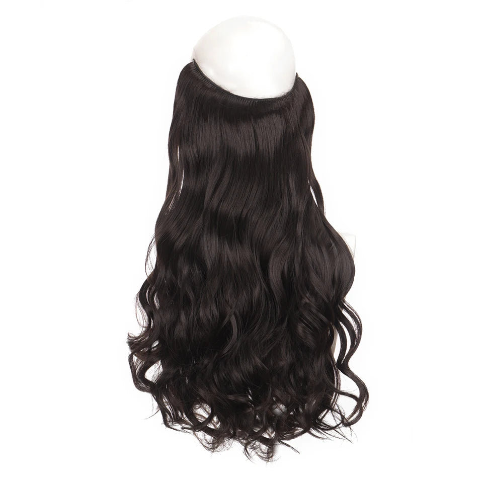 Invisible Wire Hair Extensions Synthetic Wavy Secret Hairpiece for Women 22 Inch Natural Soft Hair & Blends Well Extensions