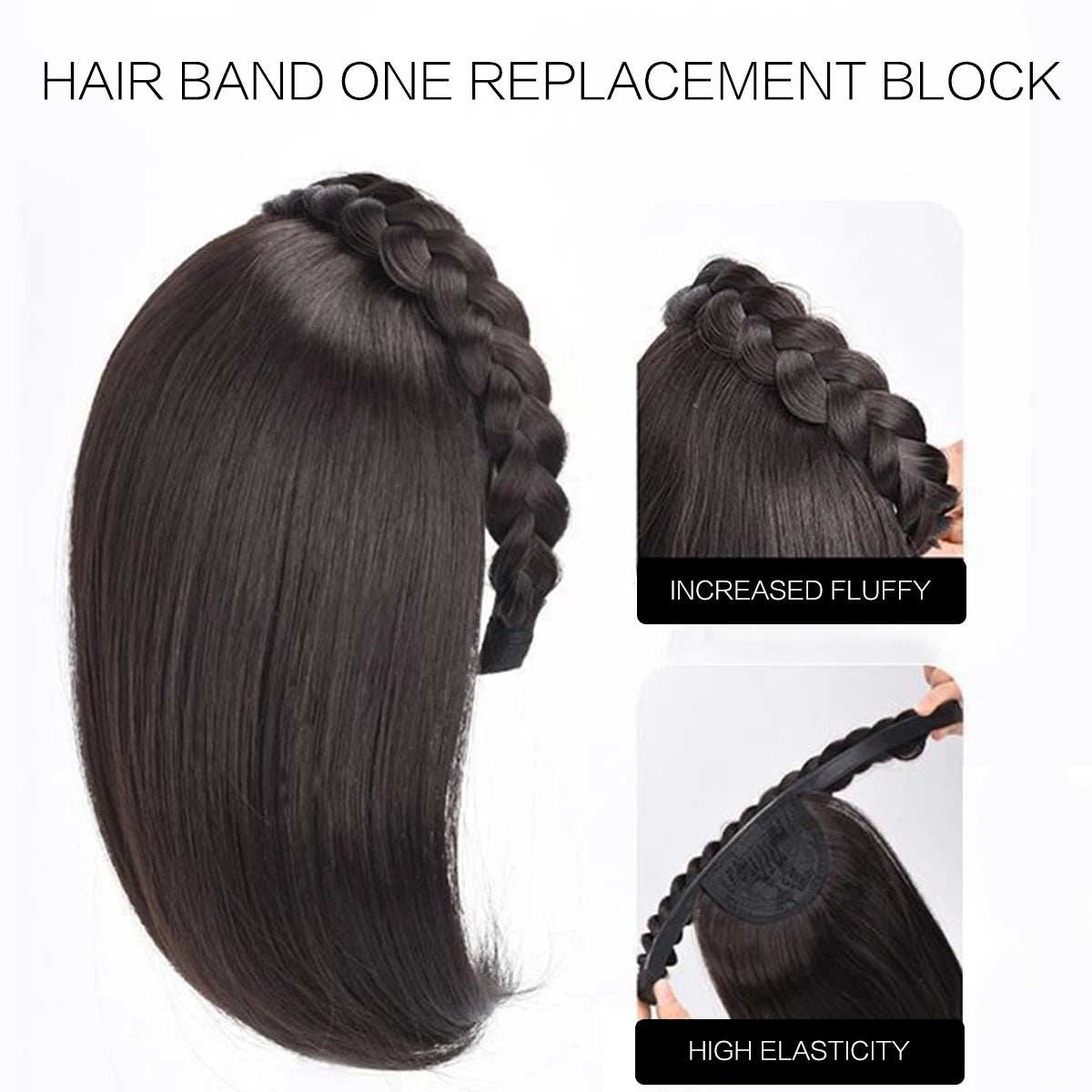 DUTRIEUX Micro-Volume Synthetic Reissue block Wig Replacement Block One-piece Wig Women's Twist Braided Fishbone Hairpiece