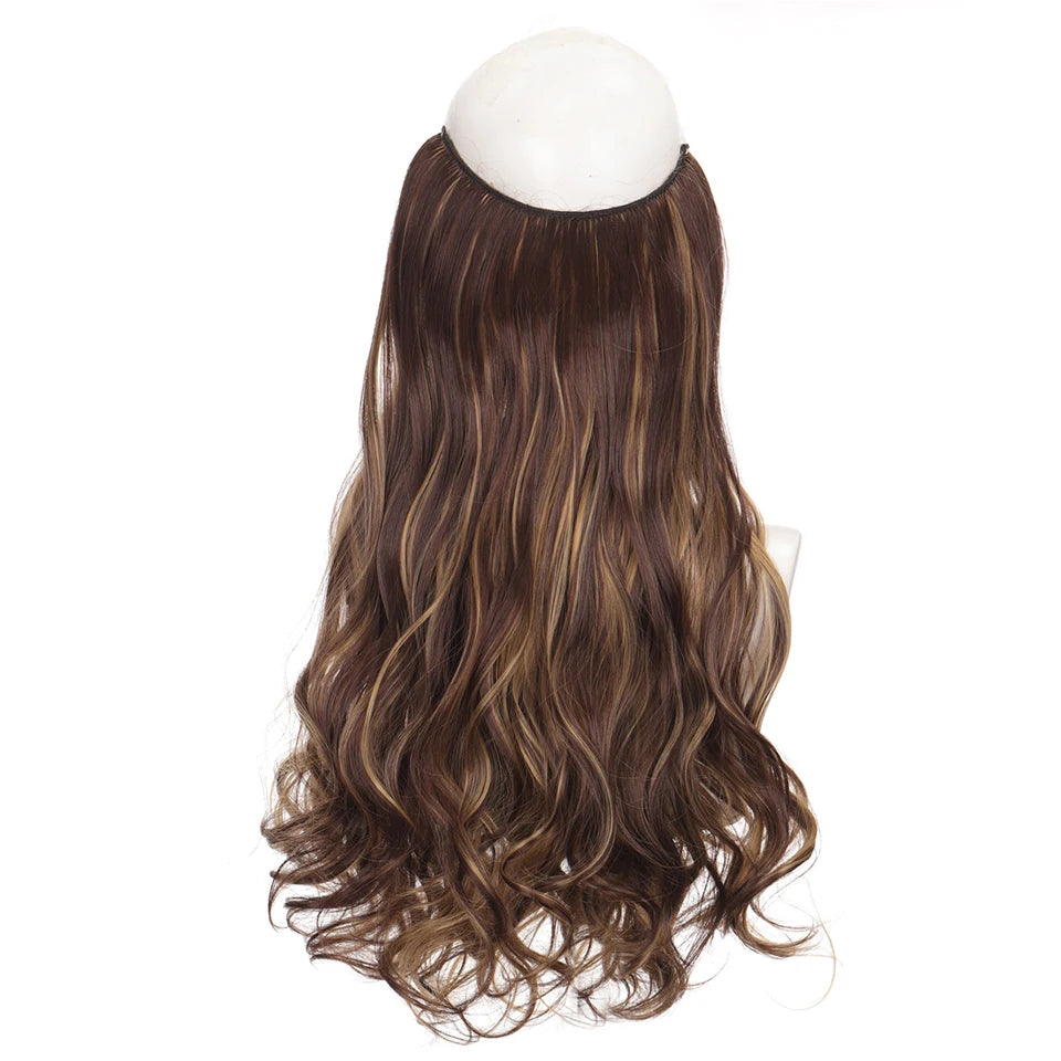 Invisible Wire Hair Extensions Synthetic Wavy Secret Hairpiece for Women 22 Inch Natural Soft Hair & Blends Well Extensions