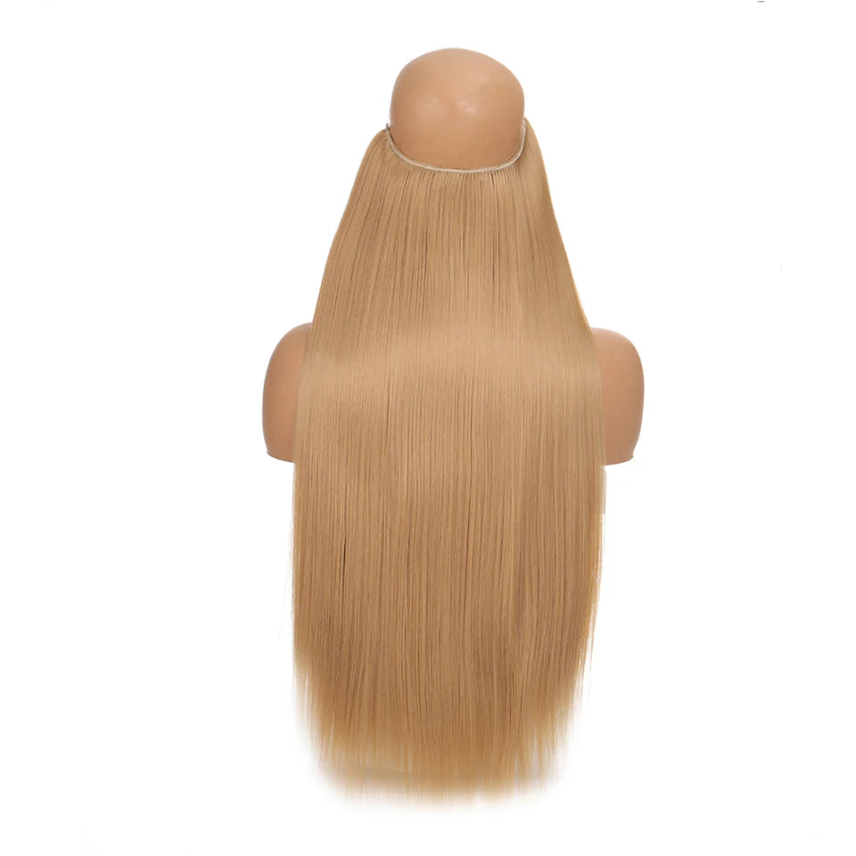 Invisible Wire Hair Extensions Synthetic Wavy Secret Hairpiece for Women 22 Inch Natural Soft Hair & Blends Well Extensions