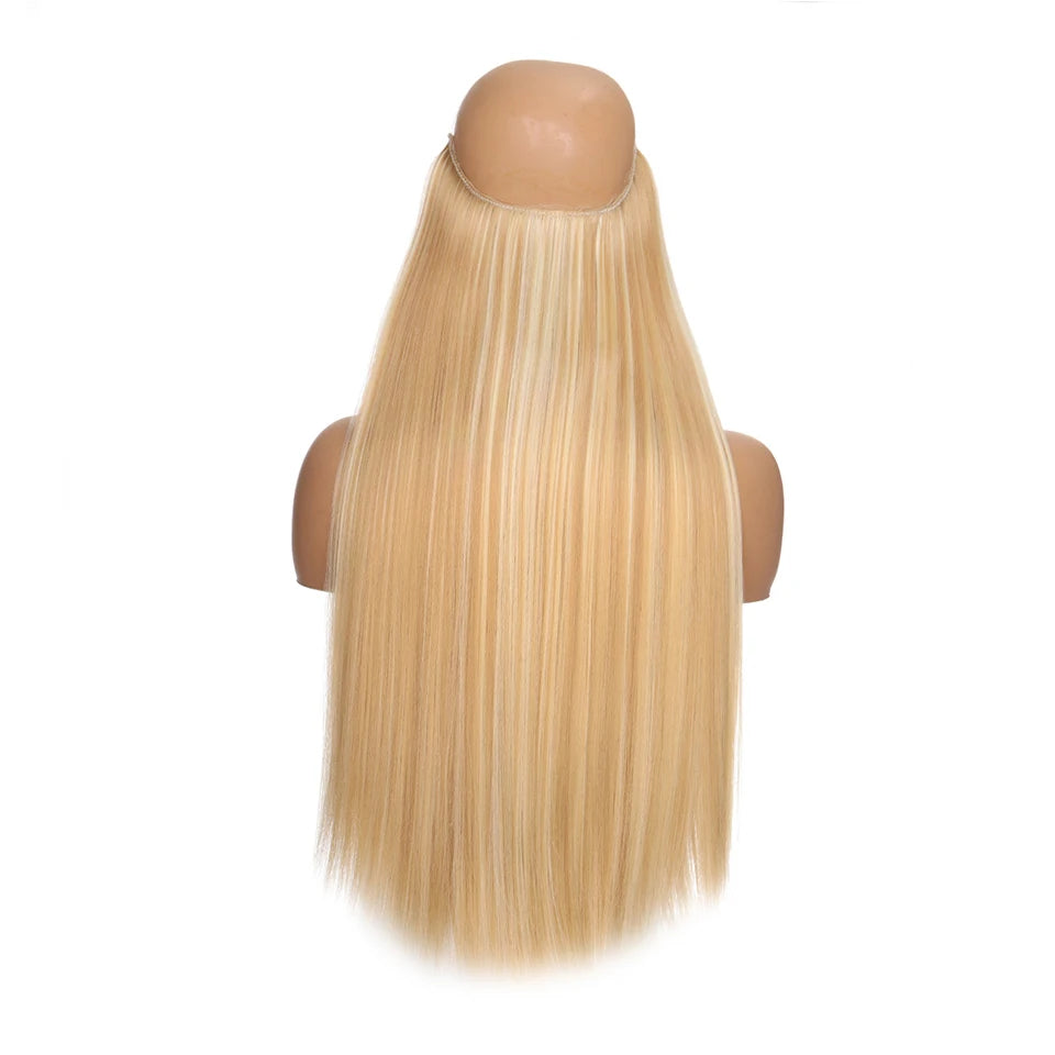 Invisible Wire Hair Extensions Synthetic Wavy Secret Hairpiece for Women 22 Inch Natural Soft Hair & Blends Well Extensions