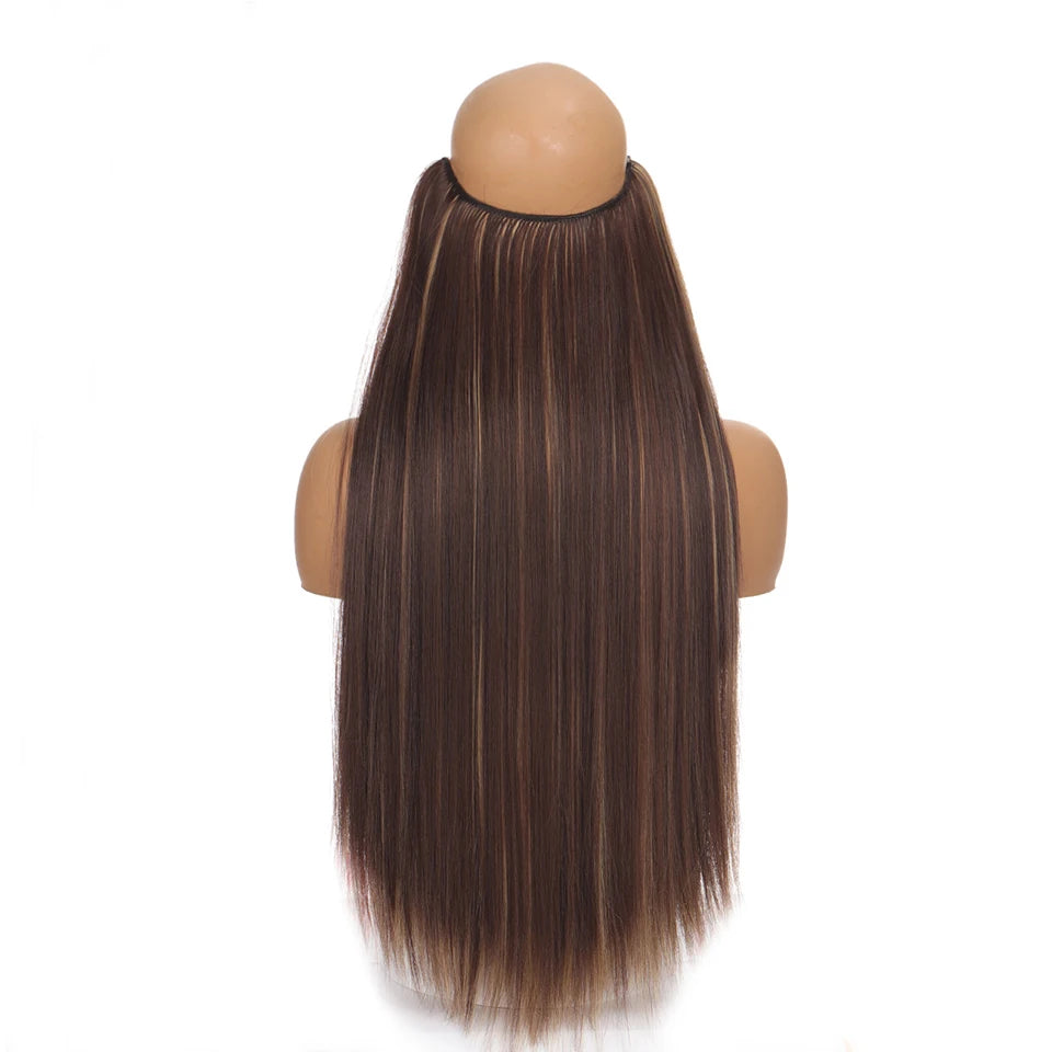 Invisible Wire Hair Extensions Synthetic Wavy Secret Hairpiece for Women 22 Inch Natural Soft Hair & Blends Well Extensions