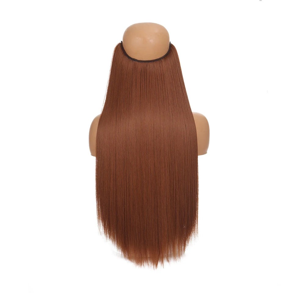 Invisible Wire Hair Extensions Synthetic Wavy Secret Hairpiece for Women 22 Inch Natural Soft Hair & Blends Well Extensions