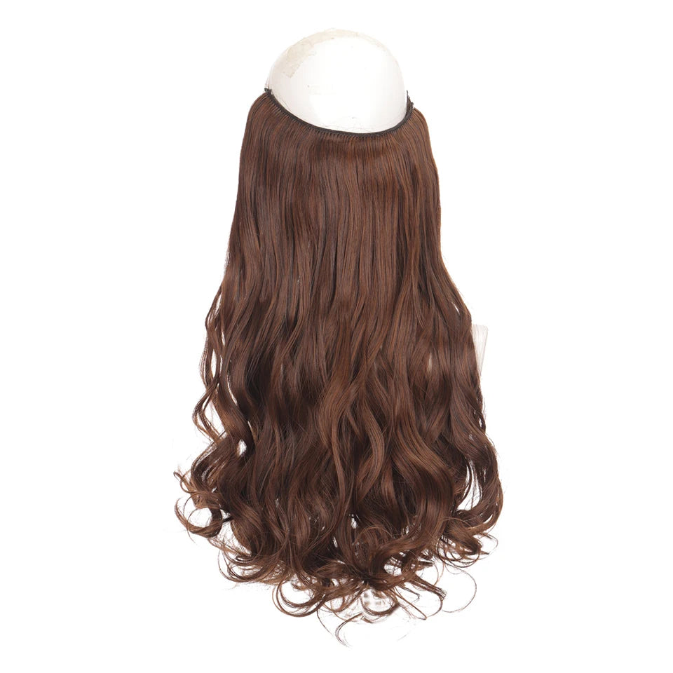 Invisible Wire Hair Extensions Synthetic Wavy Secret Hairpiece for Women 22 Inch Natural Soft Hair & Blends Well Extensions