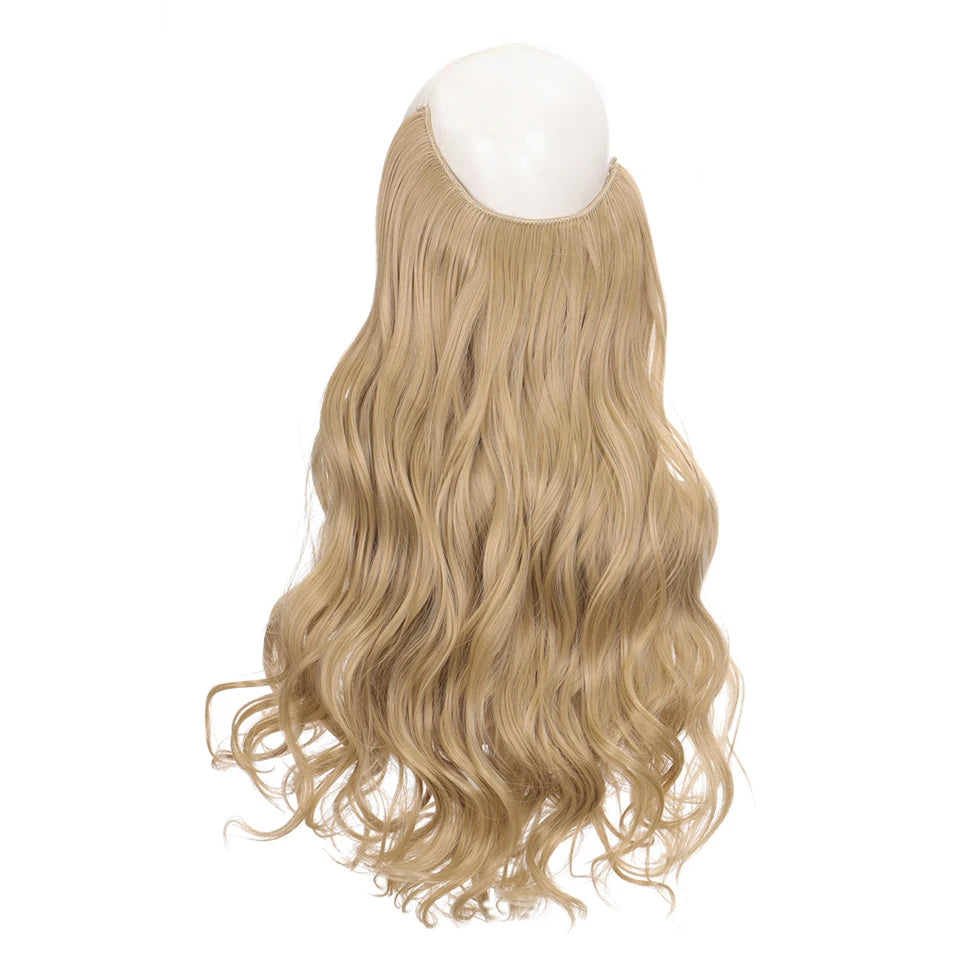 Invisible Wire Hair Extensions Synthetic Wavy Secret Hairpiece for Women 22 Inch Natural Soft Hair & Blends Well Extensions