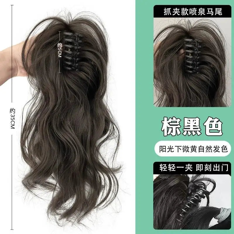 Synthetic Wig Female Long Hair Simulates The Vitality of The Girl Light No Drop Feeling Half Tied Princess Waterfall Curly Hair