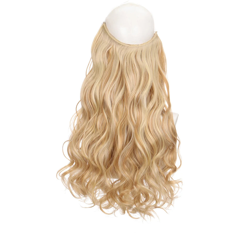 Invisible Wire Hair Extensions Synthetic Wavy Secret Hairpiece for Women 22 Inch Natural Soft Hair & Blends Well Extensions