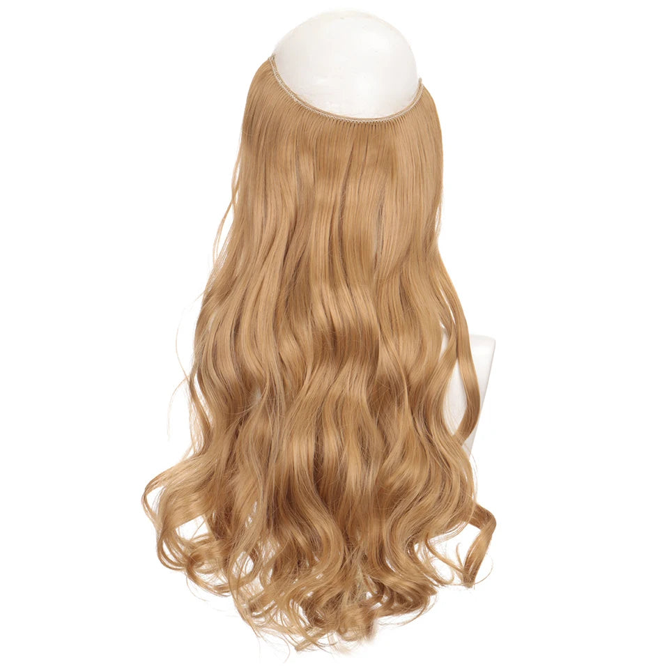 Invisible Wire Hair Extensions Synthetic Wavy Secret Hairpiece for Women 22 Inch Natural Soft Hair & Blends Well Extensions