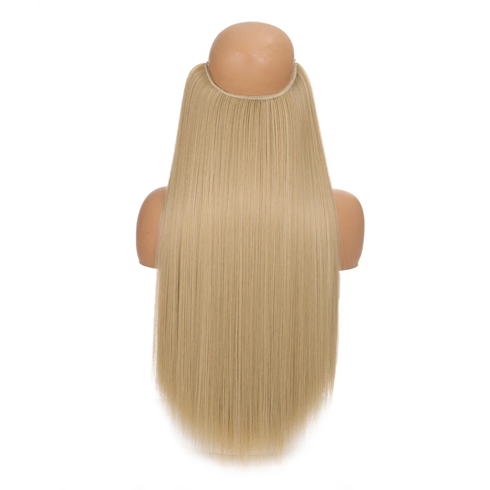 Invisible Wire Hair Extensions Synthetic Wavy Secret Hairpiece for Women 22 Inch Natural Soft Hair & Blends Well Extensions