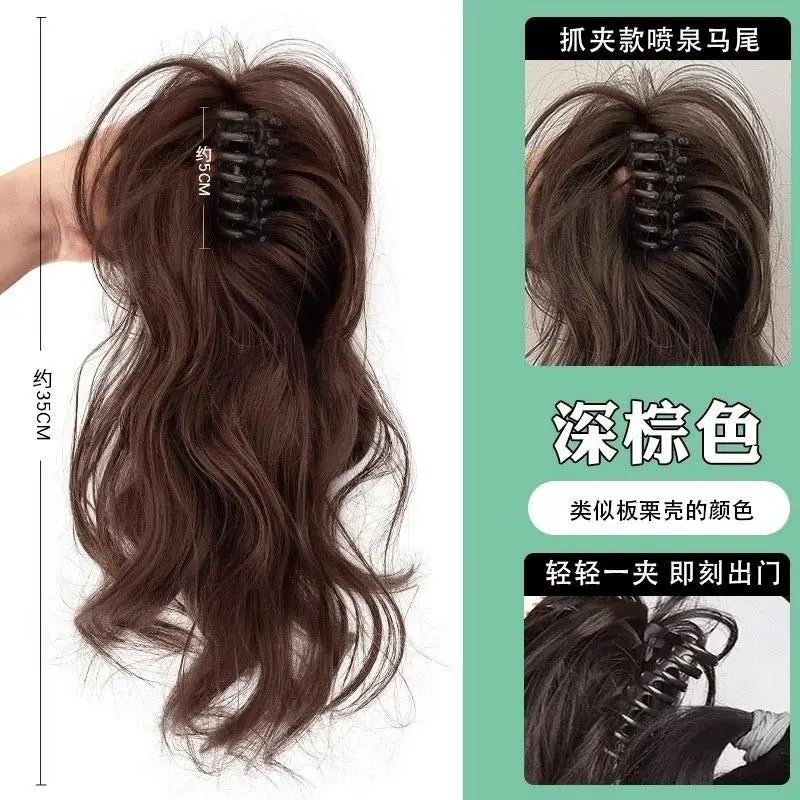 Synthetic Wig Female Long Hair Simulates The Vitality of The Girl Light No Drop Feeling Half Tied Princess Waterfall Curly Hair