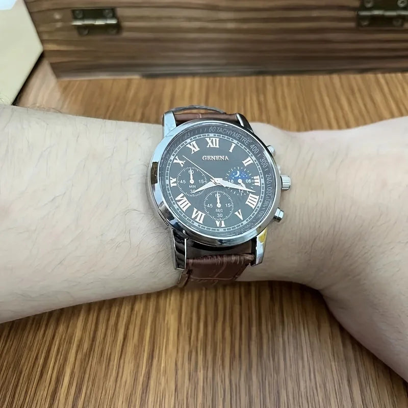 GENEVA High Quality Men's Luxury Belt Fashion Quartz Watch Men