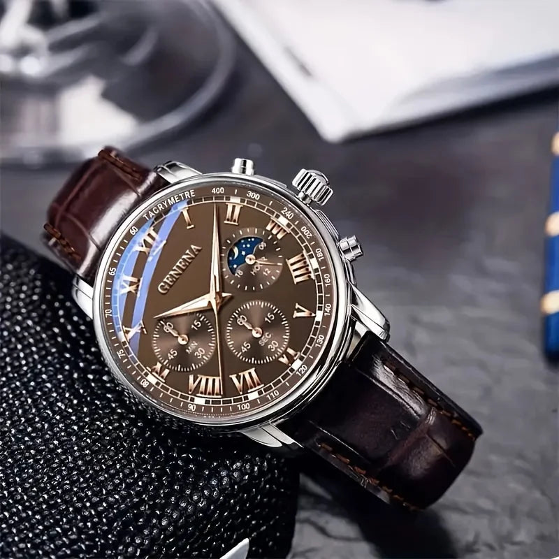 GENEVA High Quality Men's Luxury Belt Fashion Quartz Watch Men
