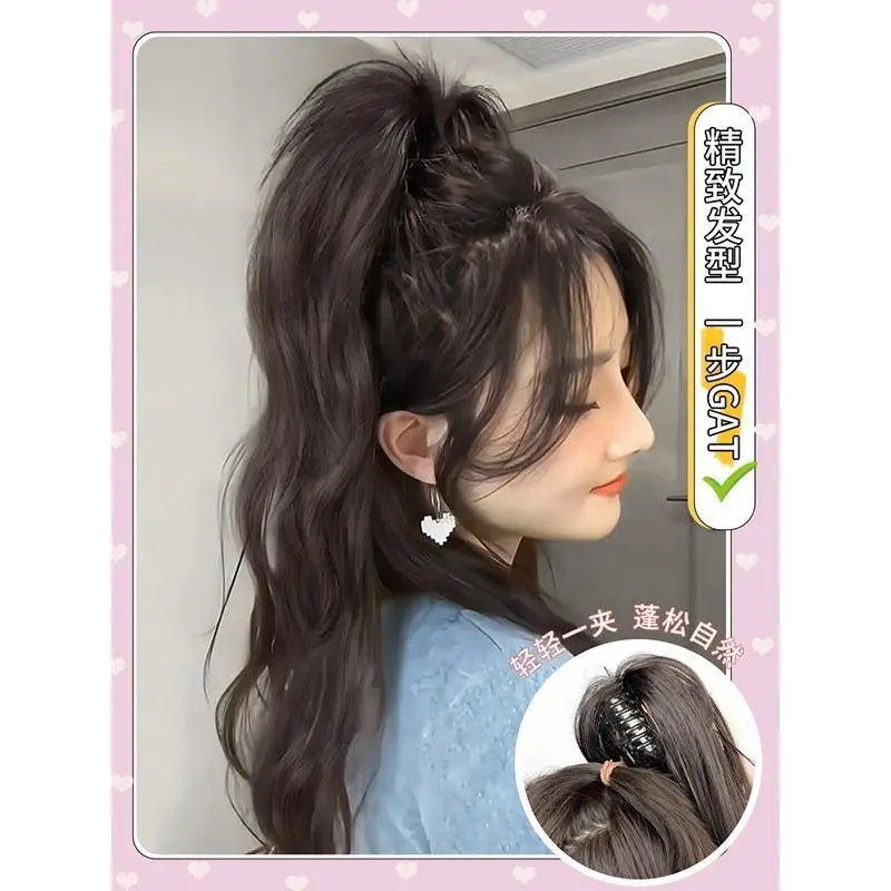 Synthetic Wig Female Long Hair Simulates The Vitality of The Girl Light No Drop Feeling Half Tied Princess Waterfall Curly Hair