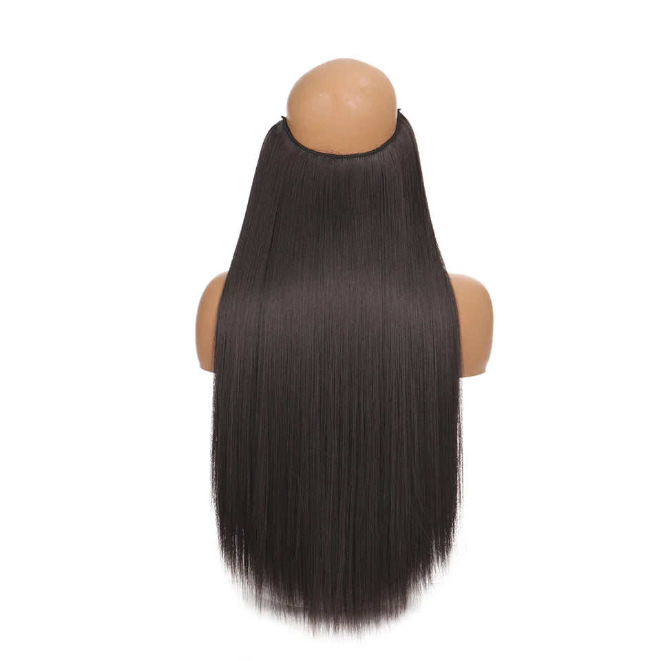 Invisible Wire Hair Extensions Synthetic Wavy Secret Hairpiece for Women 22 Inch Natural Soft Hair & Blends Well Extensions
