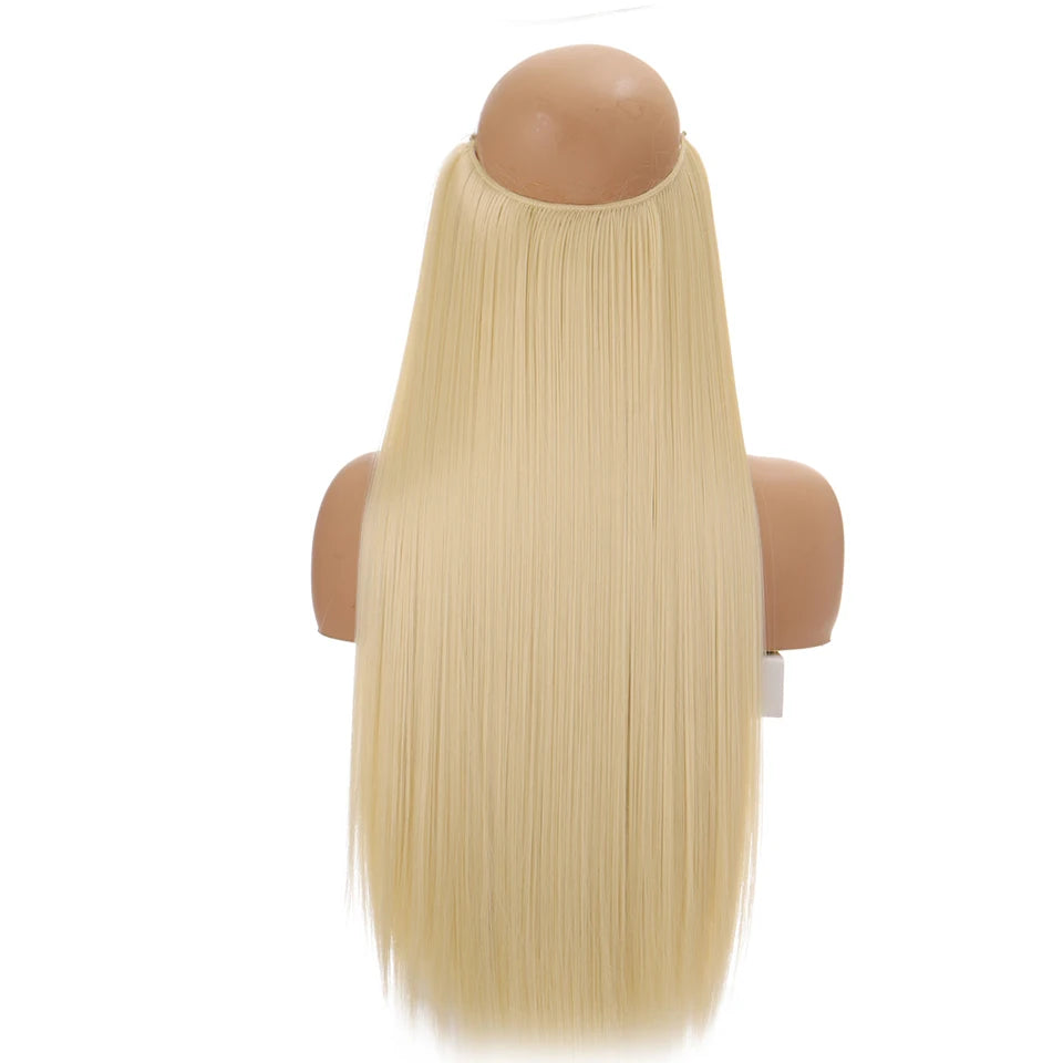 Invisible Wire Hair Extensions Synthetic Wavy Secret Hairpiece for Women 22 Inch Natural Soft Hair & Blends Well Extensions