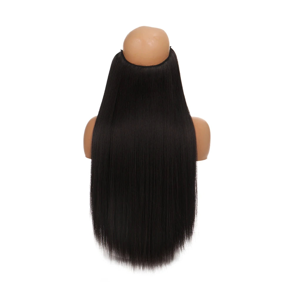Invisible Wire Hair Extensions Synthetic Wavy Secret Hairpiece for Women 22 Inch Natural Soft Hair & Blends Well Extensions