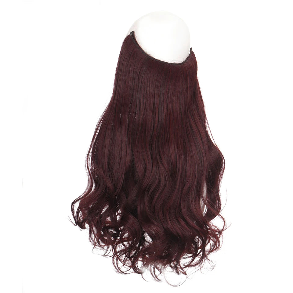 Invisible Wire Hair Extensions Synthetic Wavy Secret Hairpiece for Women 22 Inch Natural Soft Hair & Blends Well Extensions