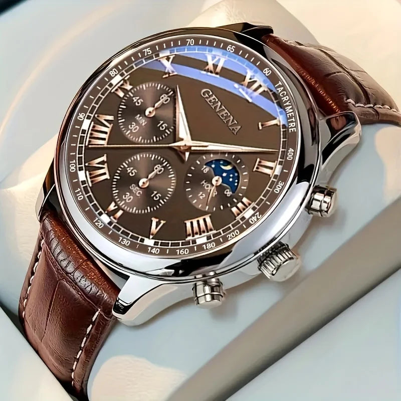 GENEVA High Quality Men's Luxury Belt Fashion Quartz Watch Men