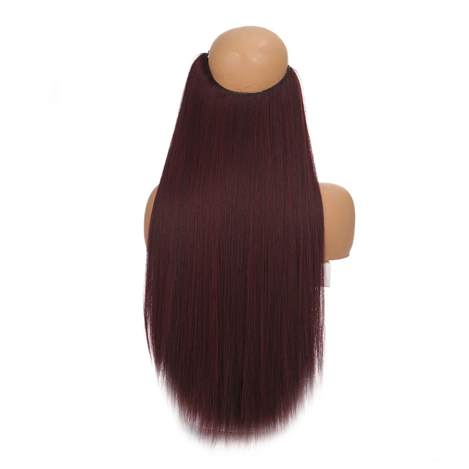 Invisible Wire Hair Extensions Synthetic Wavy Secret Hairpiece for Women 22 Inch Natural Soft Hair & Blends Well Extensions
