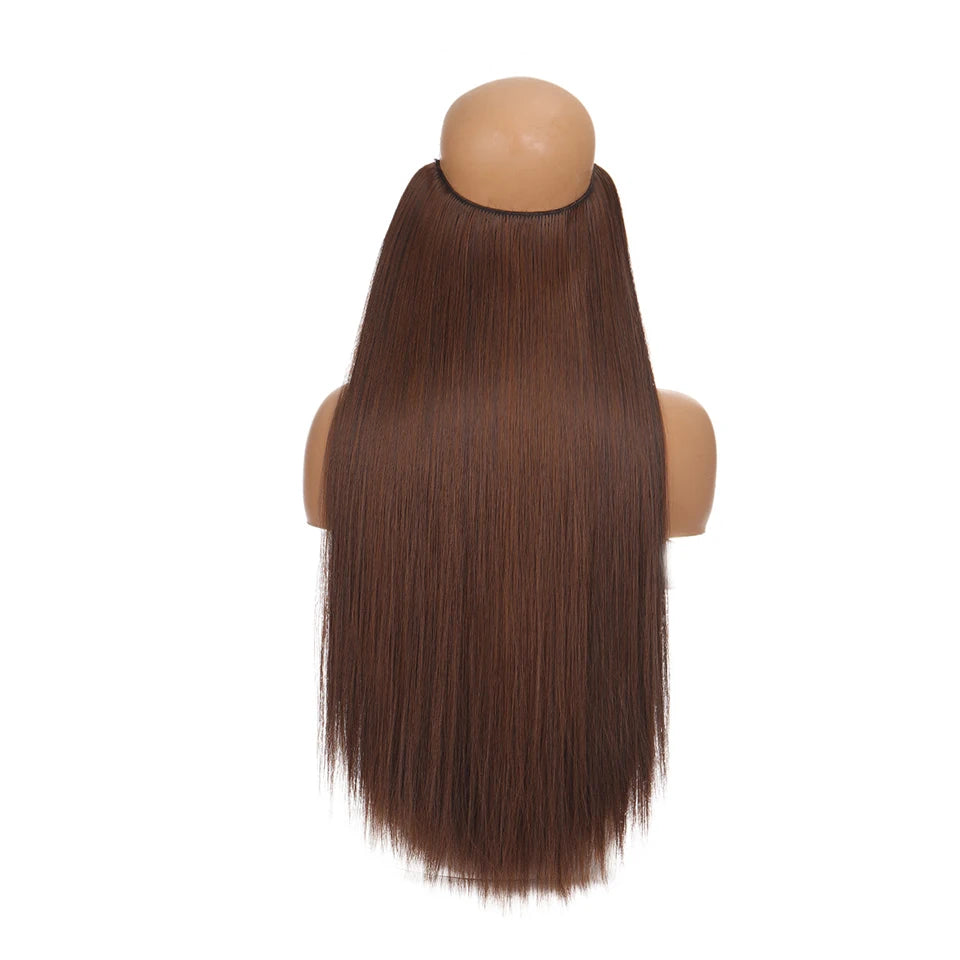 Invisible Wire Hair Extensions Synthetic Wavy Secret Hairpiece for Women 22 Inch Natural Soft Hair & Blends Well Extensions