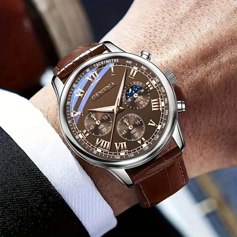 GENEVA High Quality Men's Luxury Belt Fashion Quartz Watch Men